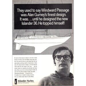1971 Islander Yachts 36 Sailing Yacht Vintage Print Ad Alan Gurney 70s Wall Art